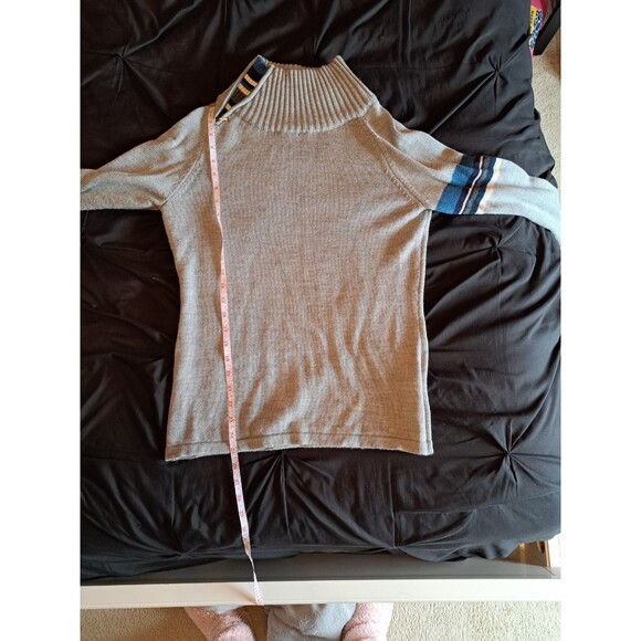 Smartwool Isto Sport Heather Grey with Blue Accent Mock Neck Sweater Size Large - Picture 8 of 13